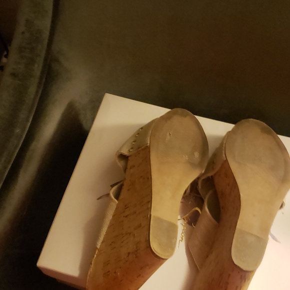 Steve Madden Pride Criss Cross Strap Cork Wedges - Picture 4 of 4